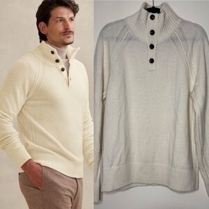 BANANA REPUBLIC Pierro Cozy Wool Blend Fall Neutral Quarter Button Polo Sweater
